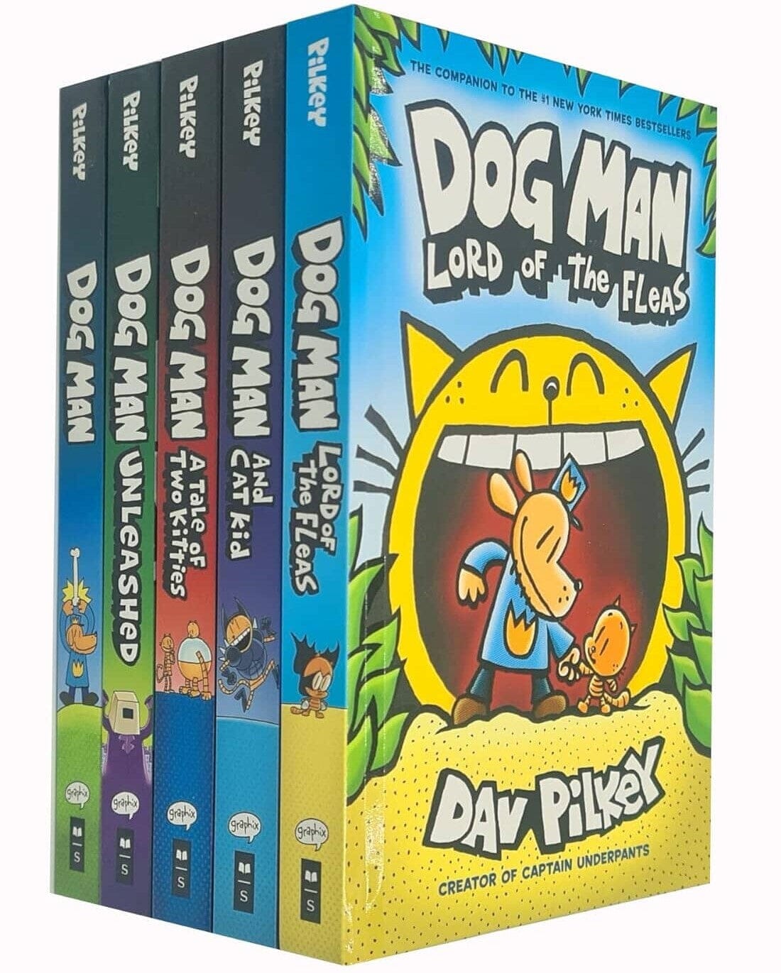 Dog Man by Dav Pilkey: Books 1-5 Collection Set - Ages 6-12 - Paperback 7-9 Scholastic