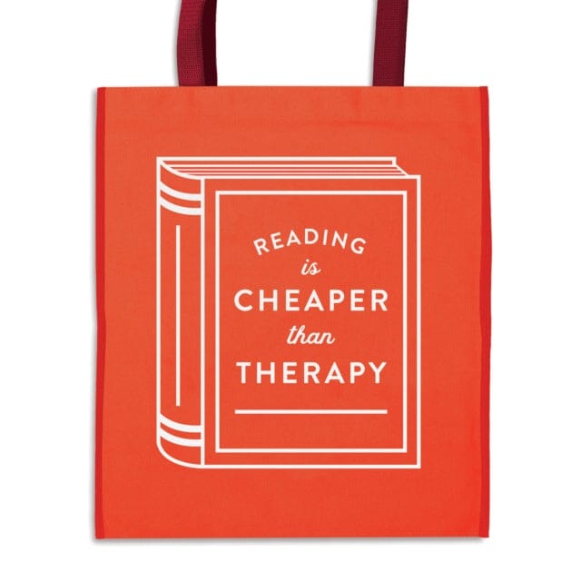 Reading is Cheaper Than Therapy Reusable Shopping Bag by Galison Extended Range Galison