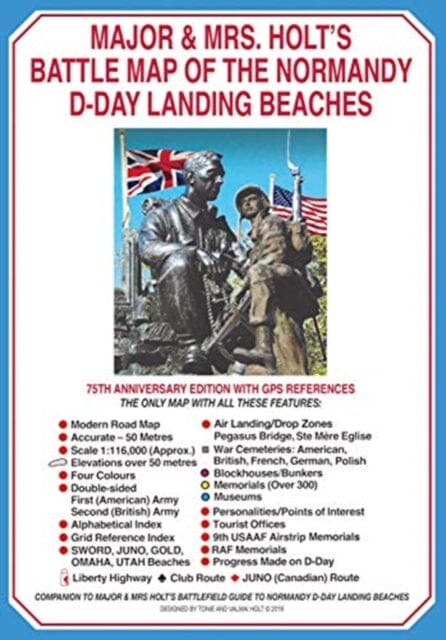 Major & Mrs Holt's Battle Map of The Normandy D-Day Landing Beaches (Map) by Tonie Holt Extended Range Pen & Sword Books Ltd