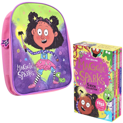 Maggie Sparks Exclusive Bundle: 5 Books Collection Box Set & Maggie Sparks Backpack: Children's Nursery Pink & Purple School Bag - Ages 3-7 5-7 Sweet Cherry Publishing