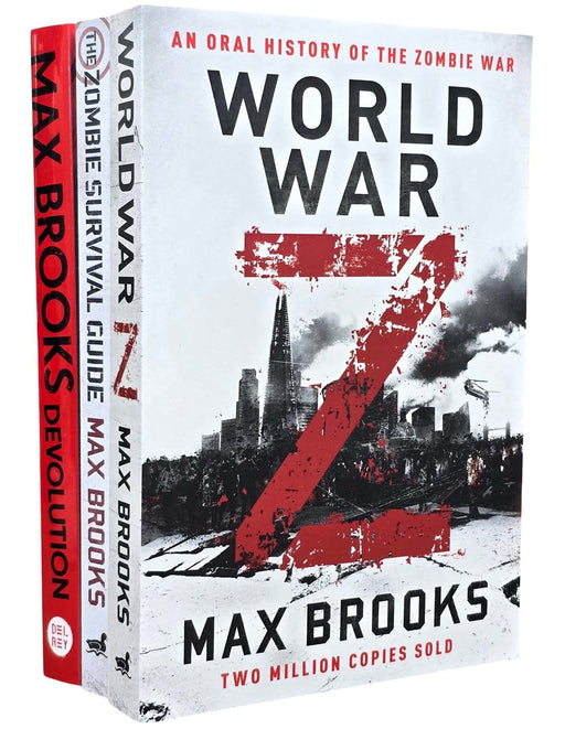 Max Brooks: World War Z, The Zombie Survival Guide & Devolution 3 Books Collection Set - Fiction - Paperback Fiction Prelude Books