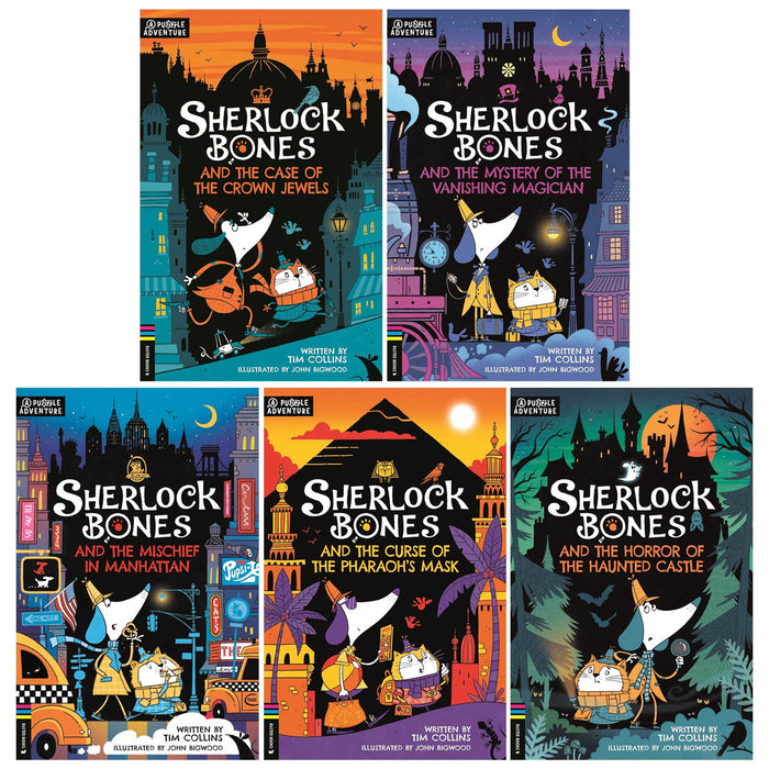 Adventures of Sherlock Bones Series By Tim Collins illustrated 5 Books Collection Set - Ages 7-9 - Paperback