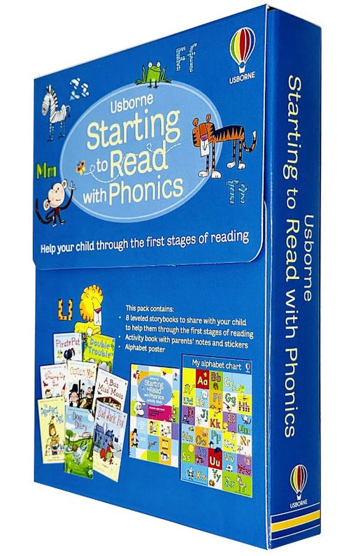 Starting to Read with Phonics: 8 Story Books (Plus 1 Activity Book & My Alphabet Chart) Collection Box Set - Ages 4+ - Paperback 5-7 Usborne Publishing Ltd