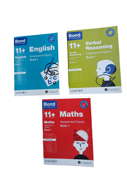 Damaged - BOND 11+ English, Maths, Non-verbal Reasoning, Verbal Reasoning: Assessment Papers: (10-11) Years Bundle - Paperback