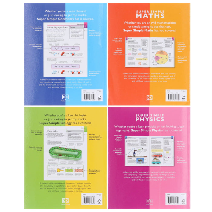 Super Simple: Maths, Chemistry, Physics & Biology Ultimate Bitesize Study Guide 4 Books Collection Set - Non Fiction - Paperback Non-Fiction DK