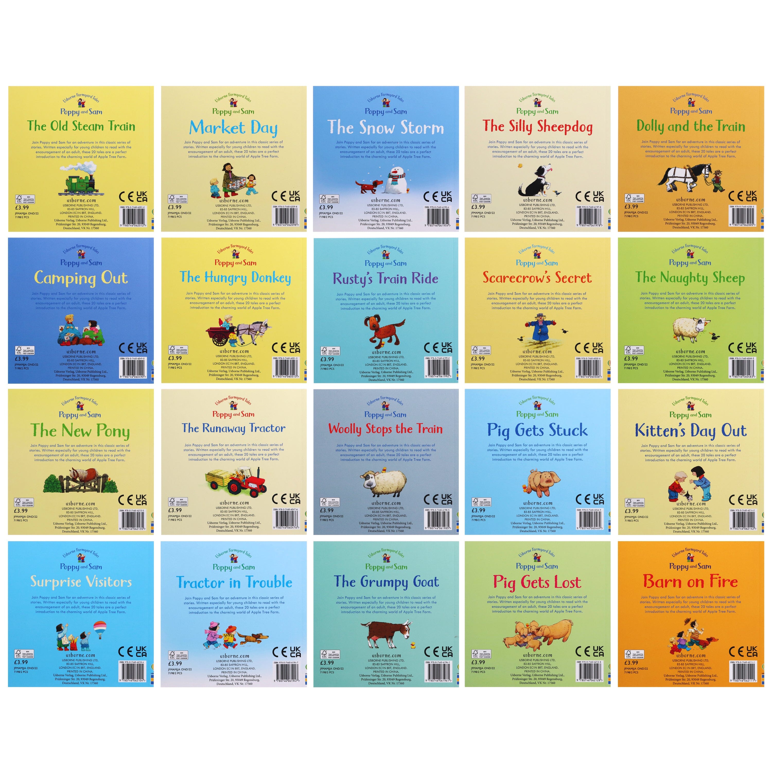 Usborne Farmyard Tales Poppy and Sam Story Collection 20 Books Set 