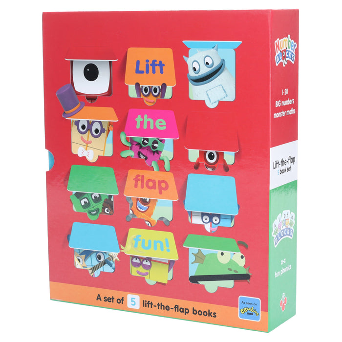 Numberblocks And Alphablocks Lift-The-Flap 5 Books & Numberblocks Red Backpack- Ages 1-7 - Board Book 5-7 Sweet Cherry Publishing