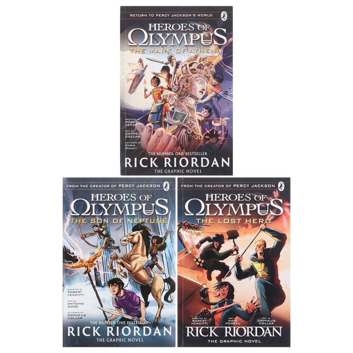 Heroes of Olympus Graphic Novels by Rick Riordan illustrated 3 Books Collection Set - Ages 9-12 - Paperback Graphic Novels Penguin Random House