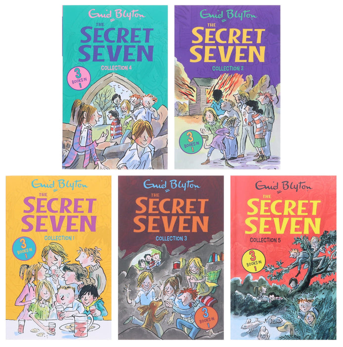 The Secret Seven Series By Enid Blyton 5 Books 15 Story Collection Set - Ages 6-8 - Paperback