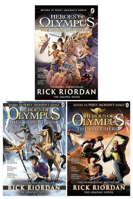 Heroes of Olympus Graphic Novels by Rick Riordan illustrated 3 Books Collection Set - Ages 9-12 - Paperback Graphic Novels Penguin Random House