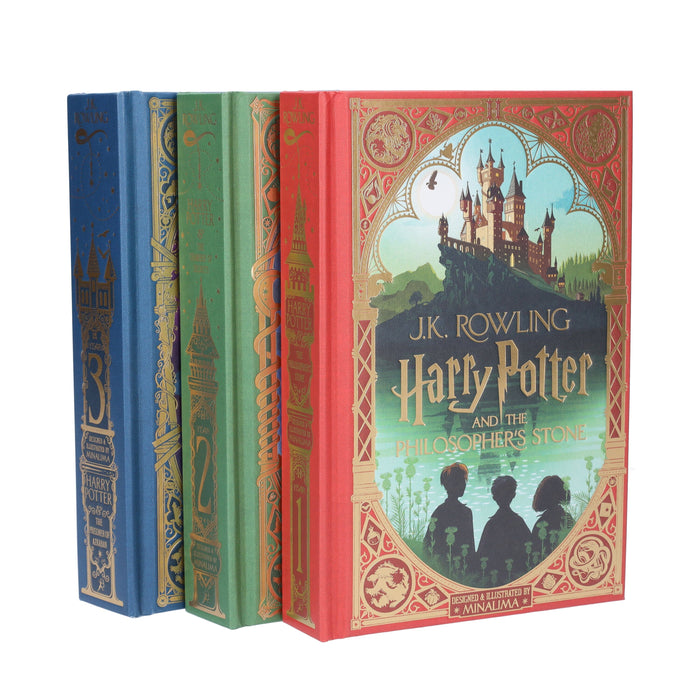 Harry Potter 1-3 Box Set: MinaLima Edition by J.K. Rowling 3 Books Collection Box Set – Ages 9+ – Hardback 9-14 Bloomsbury Publishing PLC