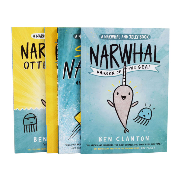 Narwhal and Jelly 4 Book Set Collection by Ben Clanton - Ages 5-7