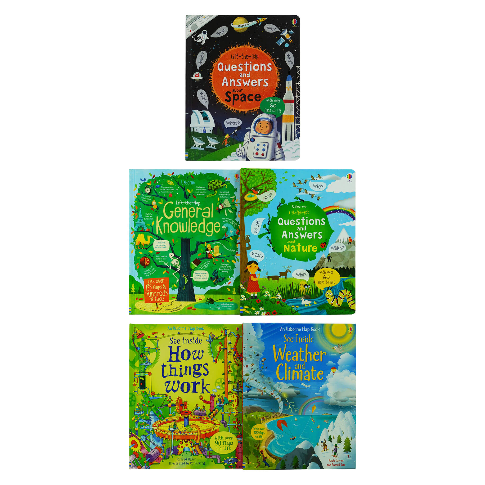 Usborne Lift-the-Flap Collection 5 Board Books Set (See Inside How Things  Work, Lift-the-Flap Questions & Answers About Space, Lift-the-Flap  Questions